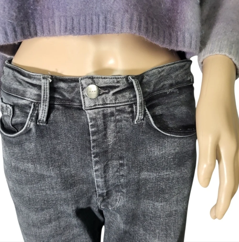 FRAME DENIM LE ONE MIDRISE SKINNY JEANS HUGHES GREY
